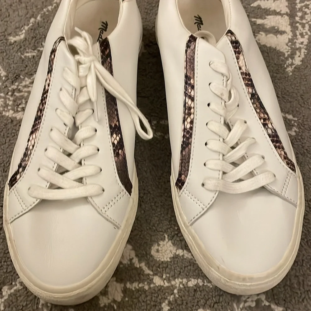 Madewell Sidewalk Low-Top Sneakers in Snake Embossed Leather